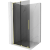 Mexen Velar L Duschwand zum Schieben Walk-in 90 x 200 cm, grafit 8 mm, gold gebürstet - 871-090-003-43-55