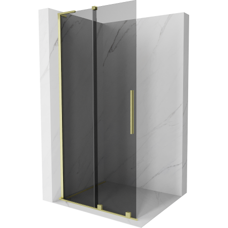 Mexen Velar L Schiebeduschwand Walk-in 110 x 200 cm, Graphit 8 mm, gebürstetes Gold - 871-110-003-43-55