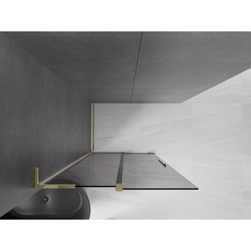 Mexen Velar L Duschwand zum Schieben Walk-in 120 x 200 cm, Graphit 8 mm, Gold - 871-120-003-43-50