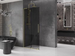 Mexen Velar L Schiebeduschwand Walk-in 120 x 200 cm, graphit 8 mm, gold gebürstet - 871-120-003-43-55