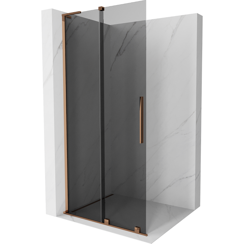 Mexen Velar L Duschwand zum Schieben Walk-in 100 x 200 cm, grafit 8 mm, Roségold - 871-100-003-43-60