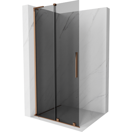 Mexen Velar L Duschwand verschiebbar Walk-in 90 x 200 cm, Graphit 8 mm, Roségold - 871-090-003-43-60