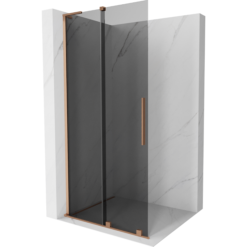 Mexen Velar L Duschwand Schiebetür Walk-in 110 x 200 cm, grafit 8 mm, gebürstetes Kupfer - 871-110-003-43-65