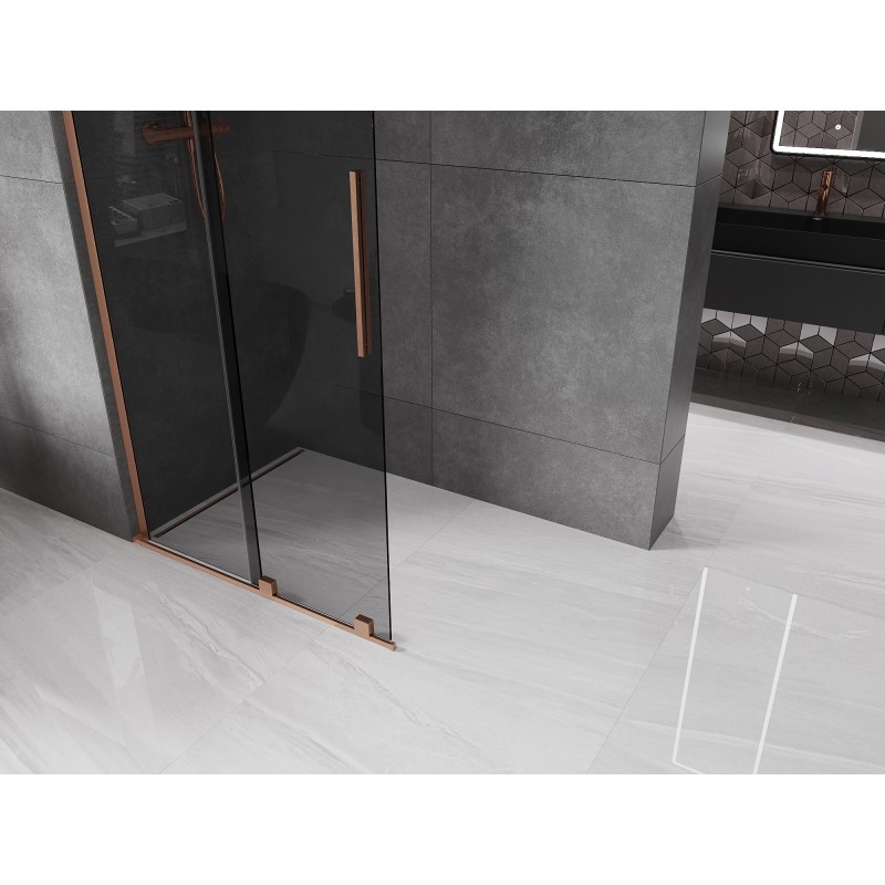 Mexen Velar L Duschwand Walk-In 120 x 200 cm, Graphit 8 mm, gebürstetes Kupfer - 871-120-003-43-65