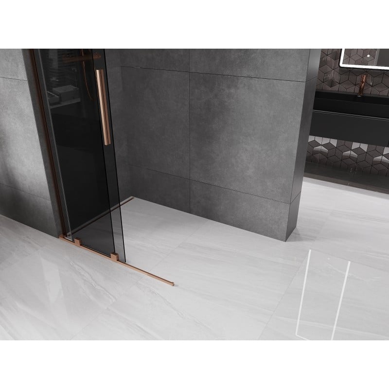 Mexen Velar L Duschwand Schiebetür Walk-in 110 x 200 cm, grafit 8 mm, gebürstetes Kupfer - 871-110-003-43-65