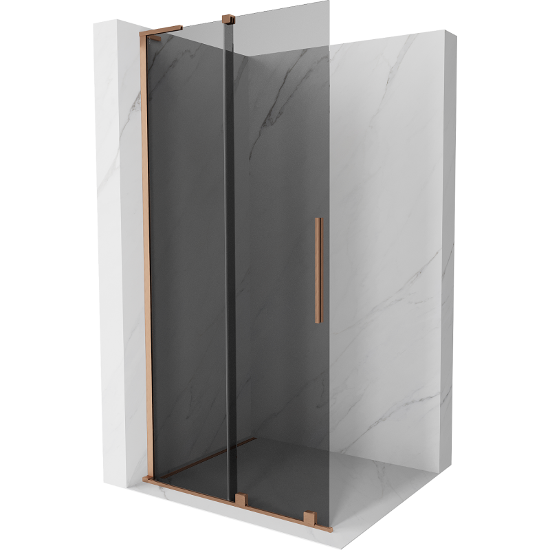 Mexen Velar L Duschwand schiebbar Walk-in 100 x 200 cm, grafit 8 mm, gebürstetes Kupfer - 871-100-003-43-65
