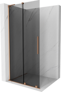 Mexen Velar L Duschwand schiebbar Walk-in 100 x 200 cm, grafit 8 mm, gebürstetes Kupfer - 871-100-003-43-65
