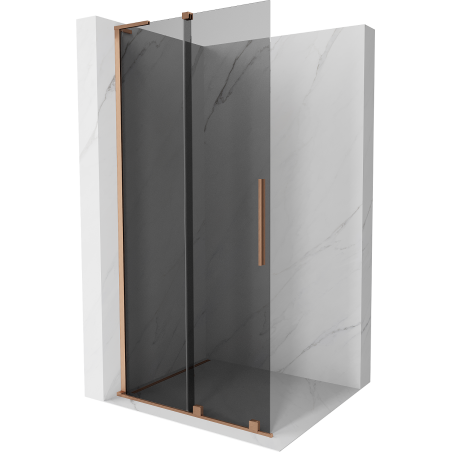 Mexen Velar L Duschwand Walk-In 120 x 200 cm, Graphit 8 mm, gebürstetes Kupfer - 871-120-003-43-65