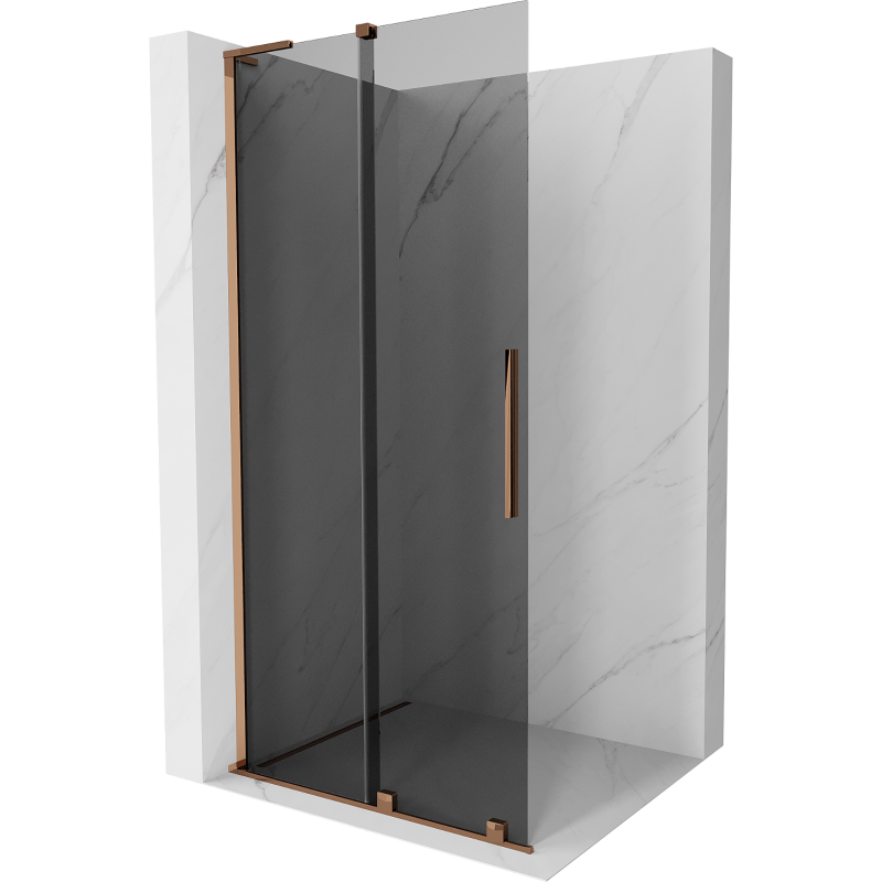 Mexen Velar L Duschwand verschiebbar Walk-in 120 x 200 cm, graphit 8 mm, Roségold - 871-120-003-43-60