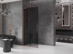 Mexen Velar L Duschwand schiebbar Walk-in 100 x 200 cm, grafit 8 mm, gebürstetes Kupfer - 871-100-003-43-65