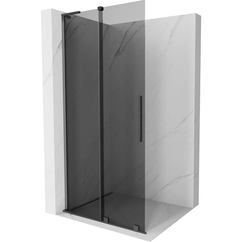 Mexen Velar L Schiebetür-Duschwand Walk-in 120 x 200 cm, graphit 8 mm, gebürstetes Gun Gray - 871-120-003-43-66