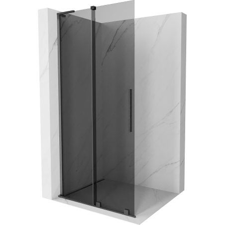 Mexen Velar L Schiebetür-Duschwand Walk-in 120 x 200 cm, graphit 8 mm, gebürstetes Gun Gray - 871-120-003-43-66
