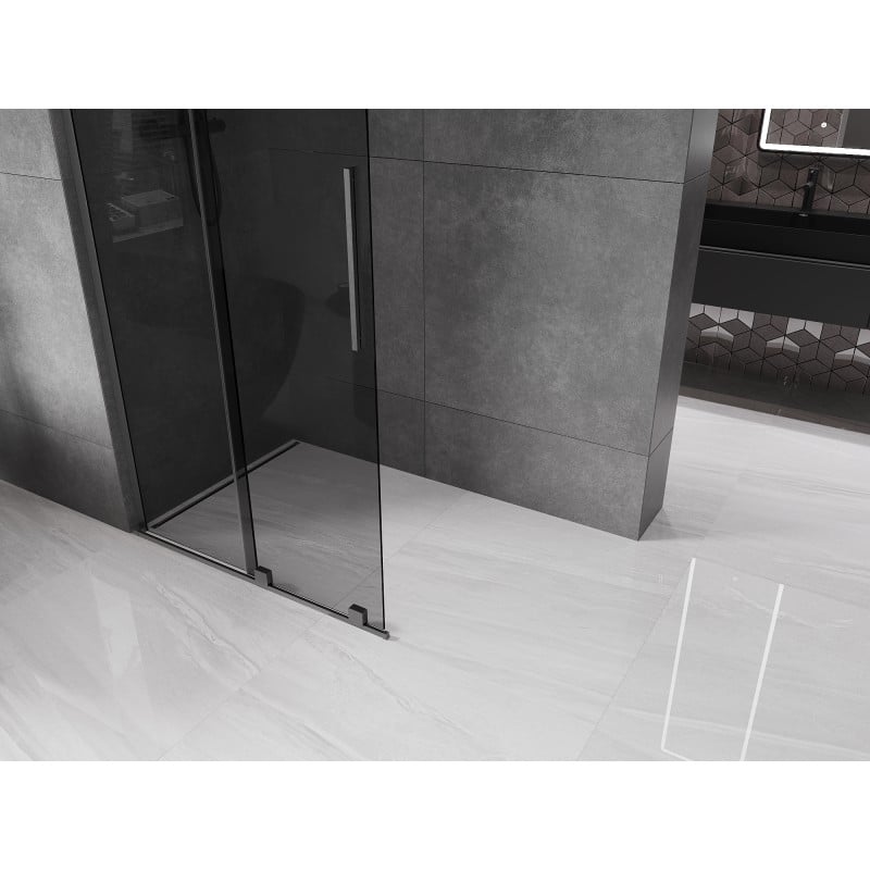 Mexen Velar L Duschwand verschiebbar Walk-in 100 x 200 cm, graphit 8 mm, gebürstetes Gun Gray - 871-100-003-43-66
