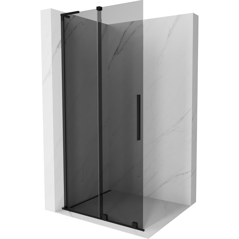 Mexen Velar L Schiebe-Duschwand Walk-in 110 x 200 cm, graphit 8 mm, schwarz - 871-110-003-43-70