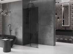 Mexen Velar L Duschwand verschiebbar Walk-in 100 x 200 cm, graphit 8 mm, gebürstetes Gun Gray - 871-100-003-43-66