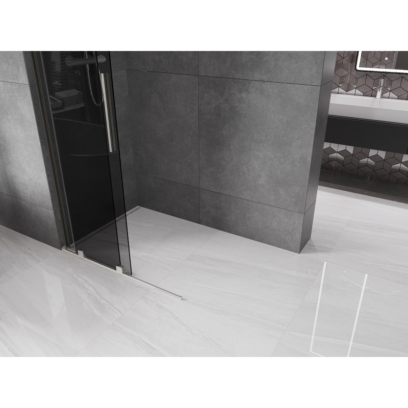 Mexen Velar L verschiebbare Walk-in-Duschwand 100 x 200 cm, Graphit 8 mm, gebürsteter Nickel - 871-100-003-43-97