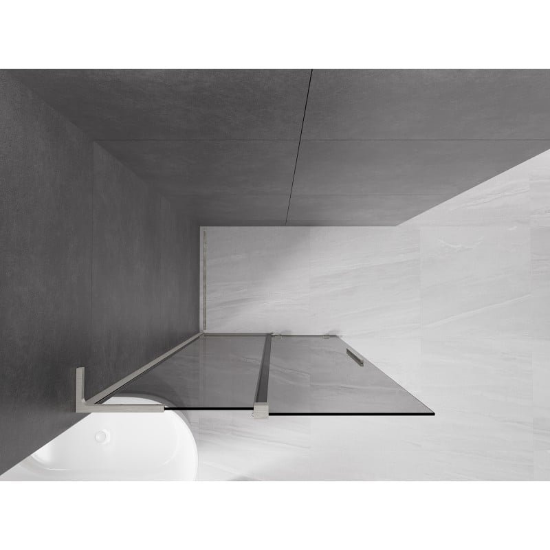 Mexen Velar L Schiebeduschwand Walk-in 110 x 200 cm, Graphit 8 mm, gebürsteter Nickel - 871-110-003-43-97