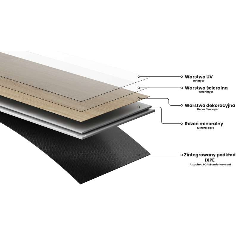 Mexen Harrison Probe von SPC-Vinylpaneelen 6,5 mm, IXPE-Unterlage 1,5 mm, 4 V-Fuge, Eiche - F1044-S