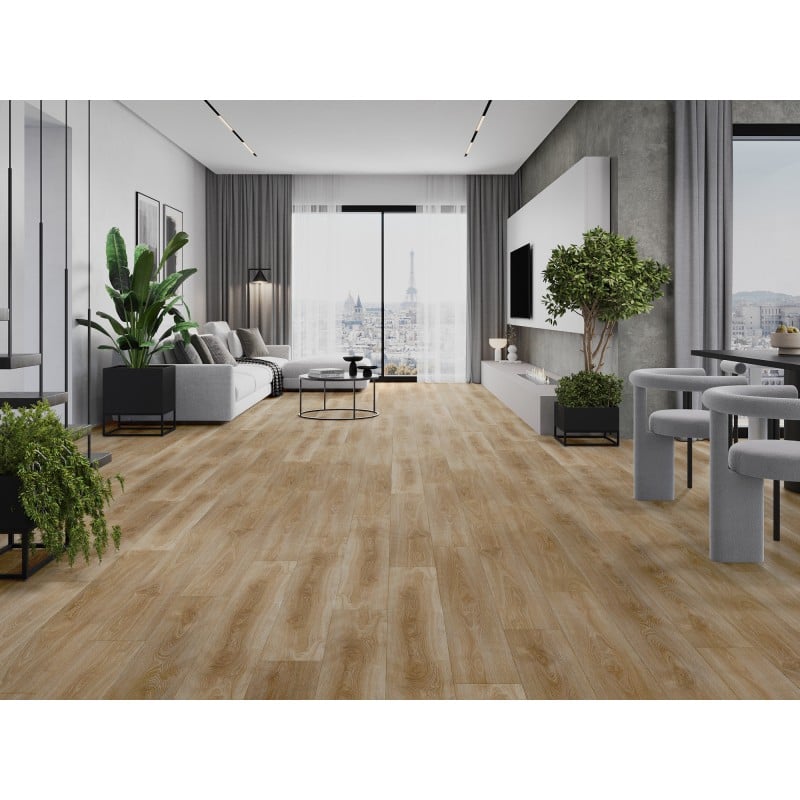 Mexen San Marcos Probe von SPC-Vinylpaneelen 6,5 mm, IXPE-Unterlage 1,5 mm, 4 V-Fuge, Eiche - F1048-S
