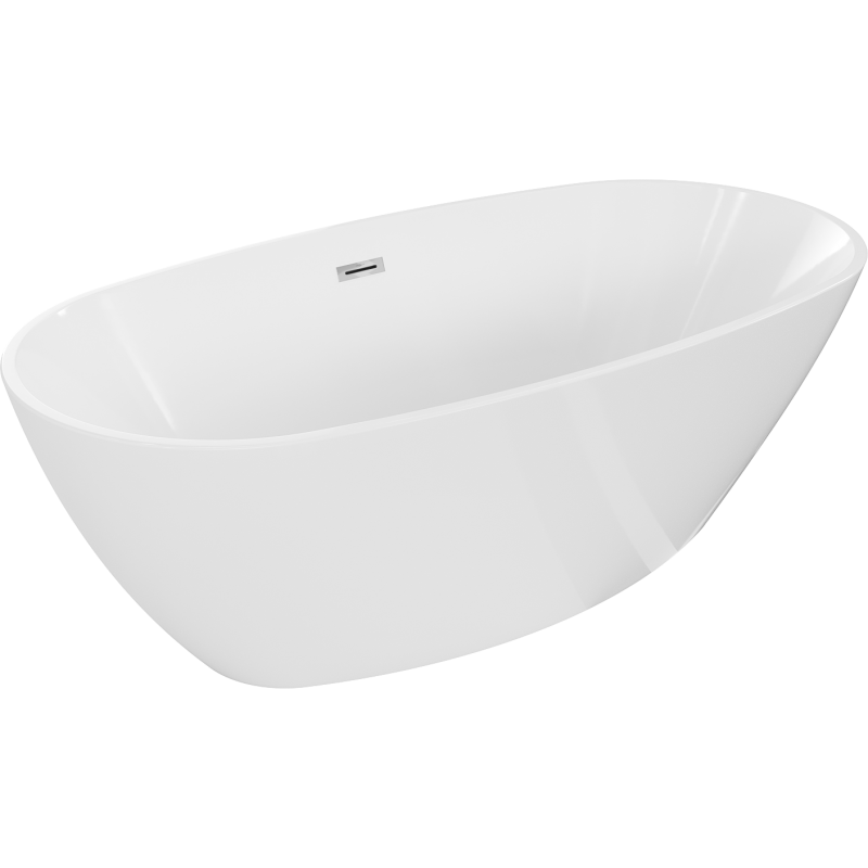 Mexen Eris freistehende Badewanne 180 x 95 cm, weiß, überlauf chrom - 53441809500-01