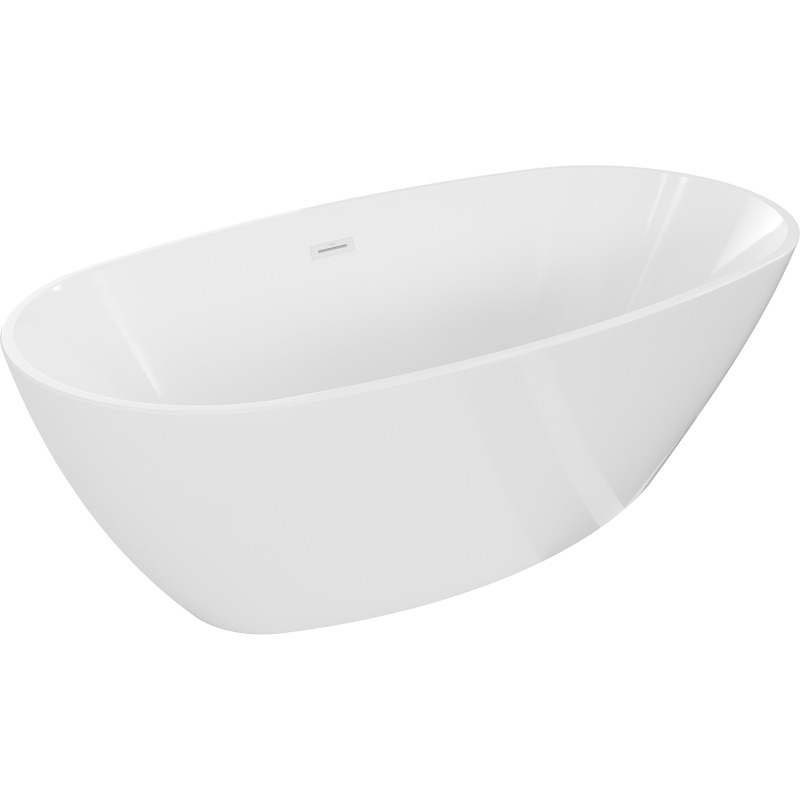 Mexen Eris freistehende Badewanne 180 x 95 cm, weiß, Weißer Überlauf - 53441809500-20