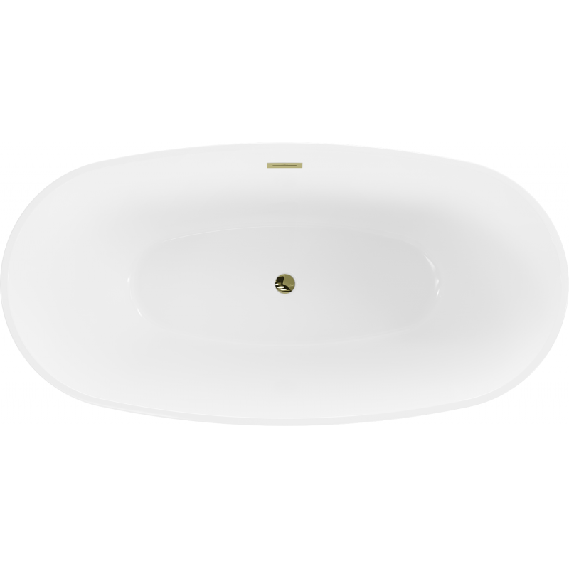Mexen Eris freistehende Badewanne 180 x 95 cm, weiß, Überlauf gold - 53441809500-50
