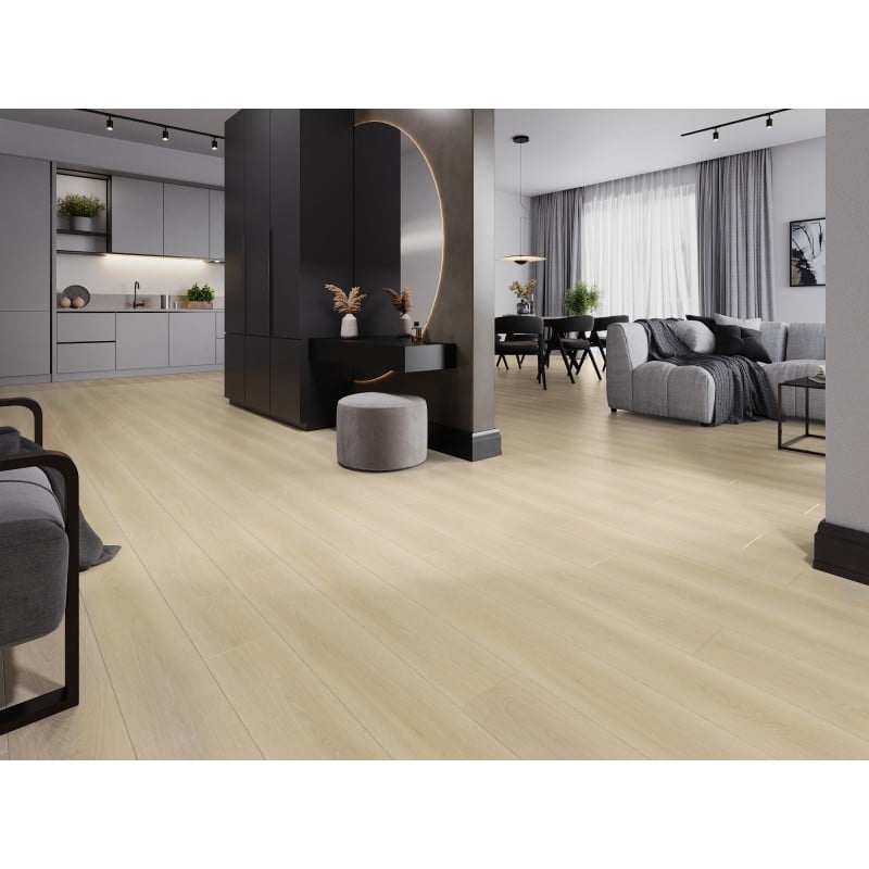 Mexen Charlotte Muster von SPC-Vinylpaneelen 6,5 mm, IXPE-Unterlage 1,5 mm, 4-seitige V-Fuge, Eiche - F1055-S