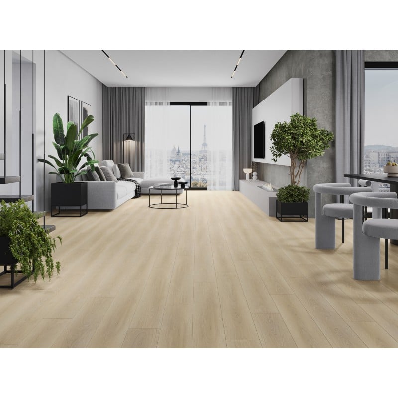 Mexen Charlotte Muster von SPC-Vinylpaneelen 6,5 mm, IXPE-Unterlage 1,5 mm, 4-seitige V-Fuge, Eiche - F1055-S