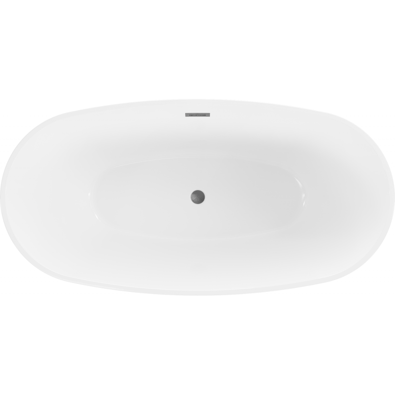 Mexen Eris freistehende Badewanne 180 x 95 cm, weiß, Überlauf gun gray gebürstet - 53441809500-66