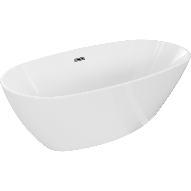 Mexen Eris freistehende Badewanne 180 x 95 cm, weiß, Überlauf Gun Metal - 53441809500-95