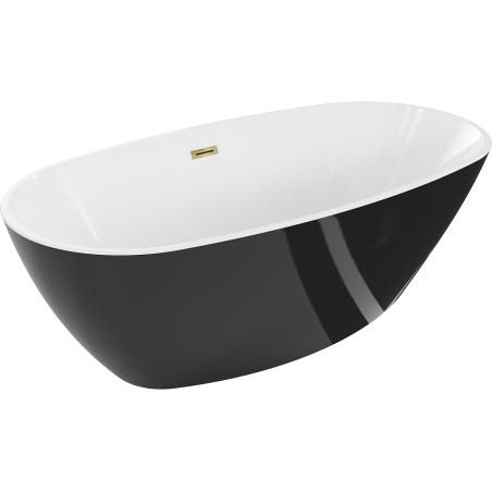 Mexen Eris freistehende Badewanne 180 x 95 cm, weiß/schwarz, Überlauf gold - 53441809575-50