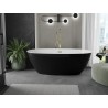 Mexen Eris freistehende Badewanne 180 x 95 cm, weiß/schwarz, Überlauf gebürstetes Gold - 53441809575-55