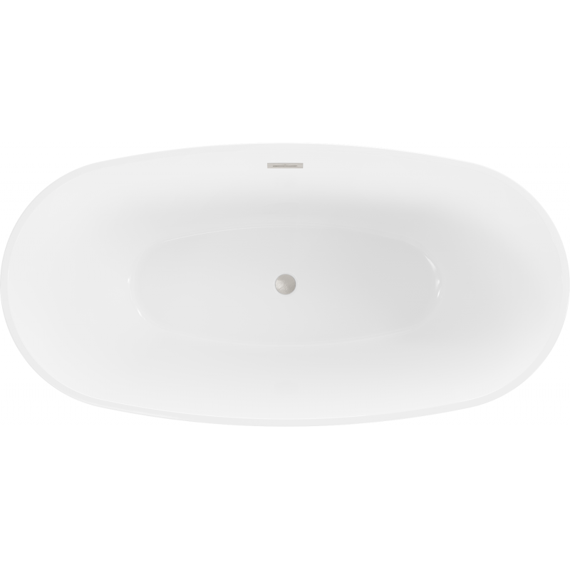 Mexen Eris freistehende Badewanne 180 x 95 cm, weiß/schwarz, Überlauf gebürstetes Nickel - 53441809575-97