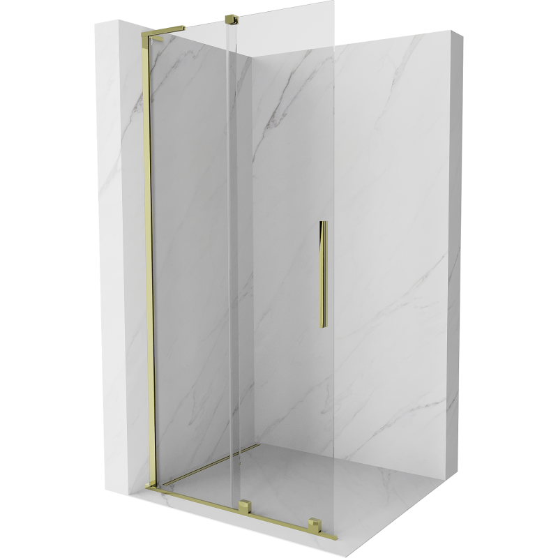 Mexen Velar L Gleitschirm-Duschwand Walk-in 110 x 200 cm, transparent 8 mm, gold - 871-110-003-03-50