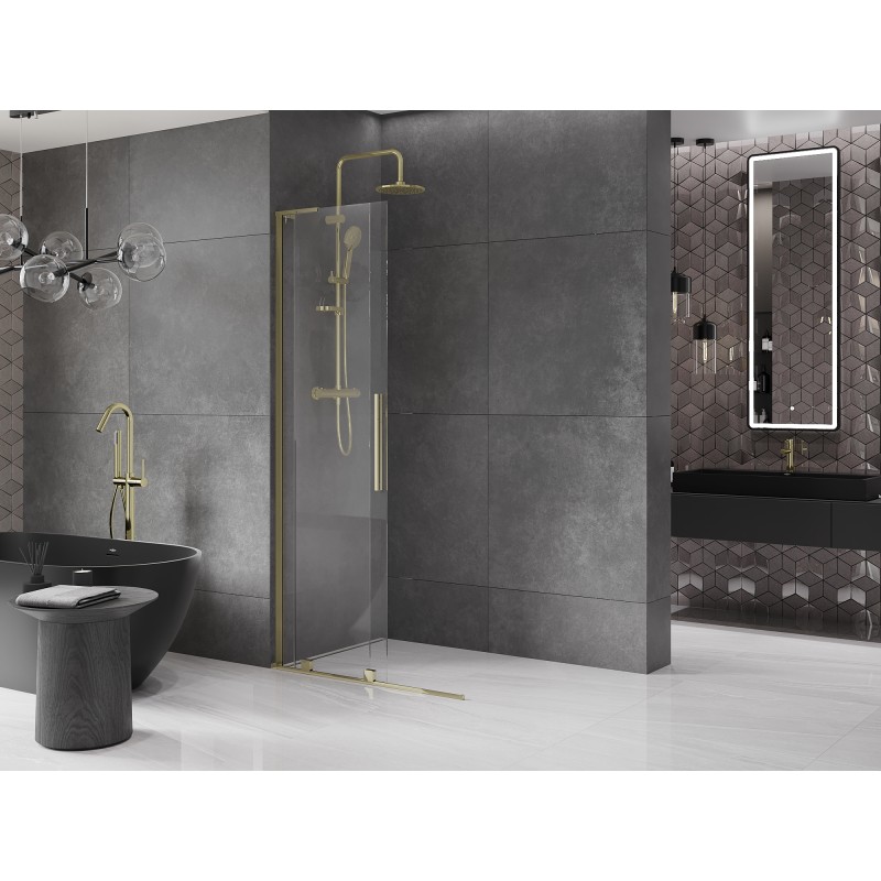Mexen Velar L Schiebedusche Walk-in 120 x 200 cm, transparent 8 mm, gold - 871-120-003-03-50