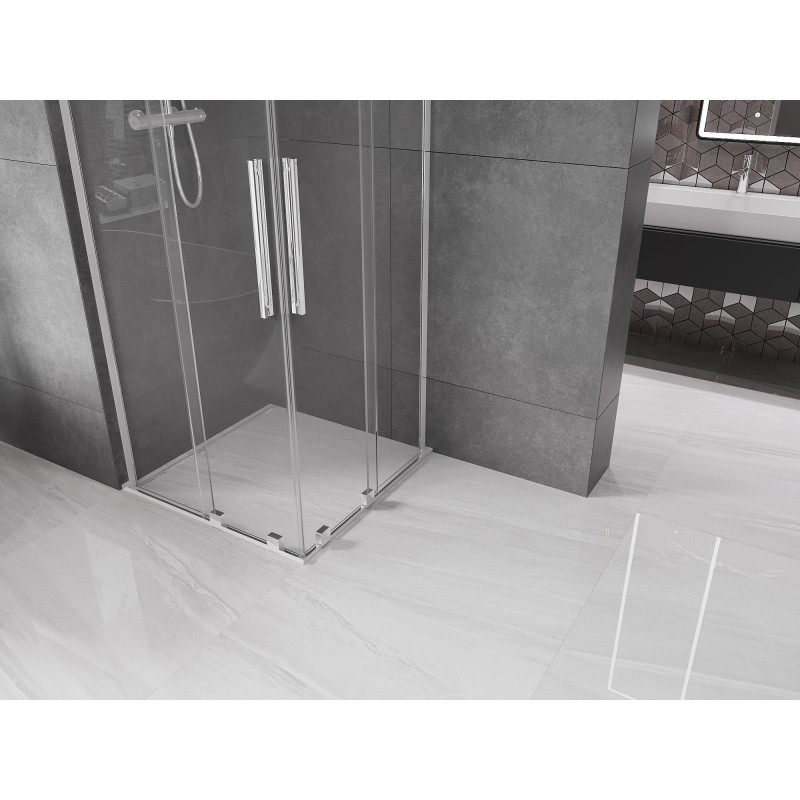Mexen Velar L Duo Duschkabine, Schiebetür 80 x 80 cm, transparent, Chrom - 871-080-080-02-03-01