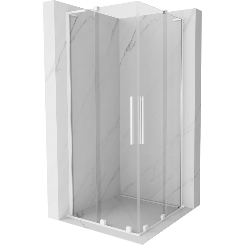 Mexen Velar L Duo Schiebeduschkabine 80 x 80 cm, transparent, weiß - 871-080-080-02-03-20
