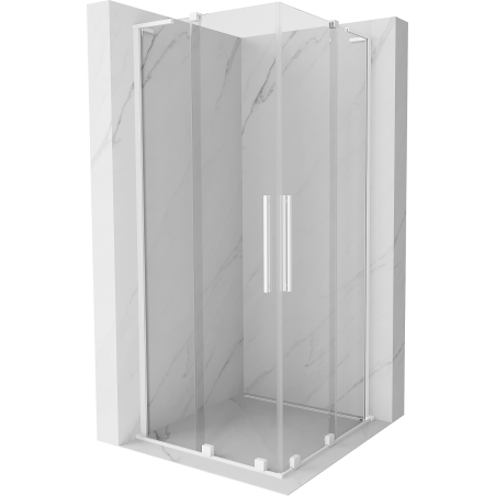 Mexen Velar L Duo Schiebeduschkabine 80 x 80 cm, transparent, weiß - 871-080-080-02-03-20