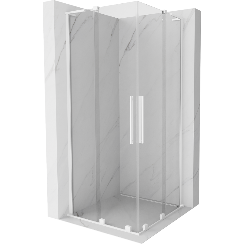 Mexen Velar L Duo Duschkabine Schiebetür 100 x 100 cm, transparent, weiß - 871-100-100-02-03-20