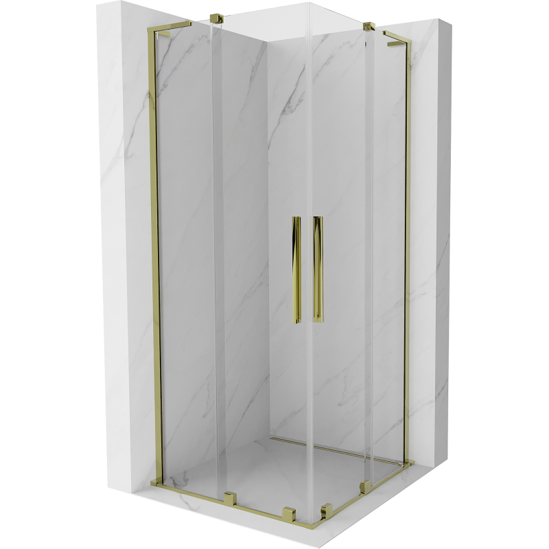 Mexen Velar L Duo Duschkabine Schiebetür 80 x 80 cm, transparent, gold - 871-080-080-02-03-50