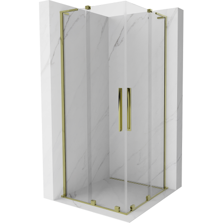 Mexen Velar L Duo Duschkabine Schiebetür 80 x 80 cm, transparent, gold - 871-080-080-02-03-50