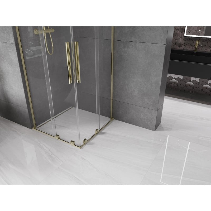 Mexen Velar L Duo Duschkabine Schiebetür 80 x 80 cm, transparent, gold - 871-080-080-02-03-50