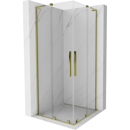Mexen Velar L Duo Duschkabine Schiebetür 100 x 100 cm, transparent, gold - 871-100-100-02-03-50