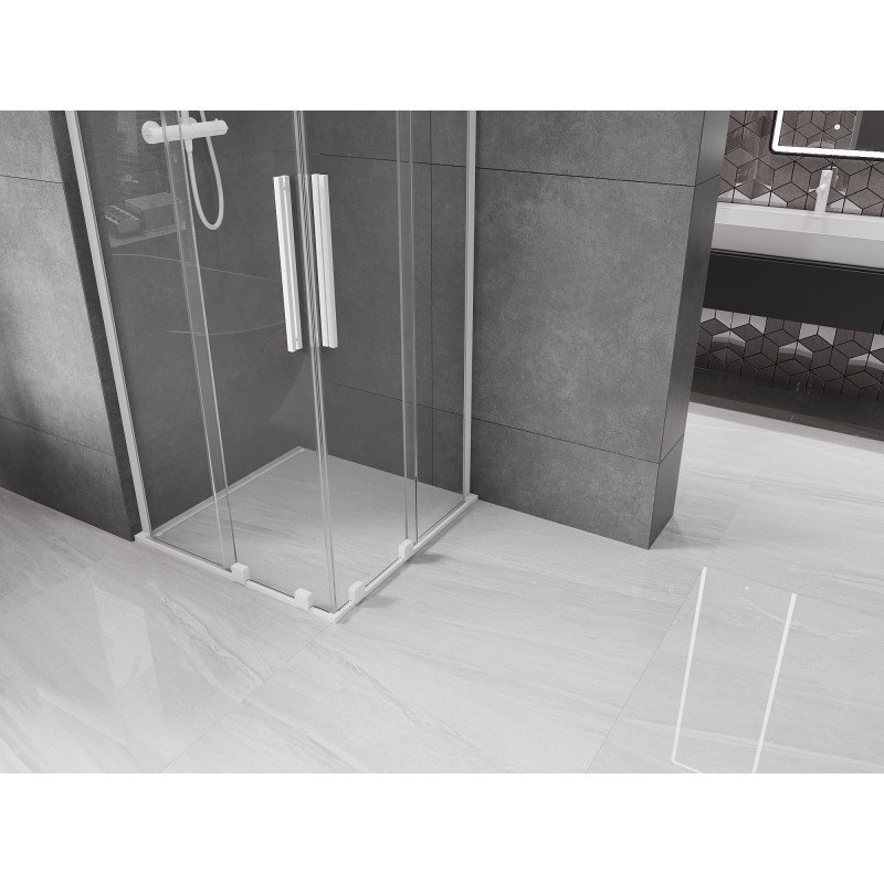 Mexen Velar L Duo Duschkabine Schiebetür 100 x 100 cm, transparent, weiß - 871-100-100-02-03-20