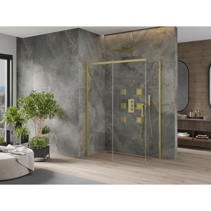 Mexen Omega Schiebeduschkabine 140 x 80 cm, transparent, gold - 825-140-080-50-00