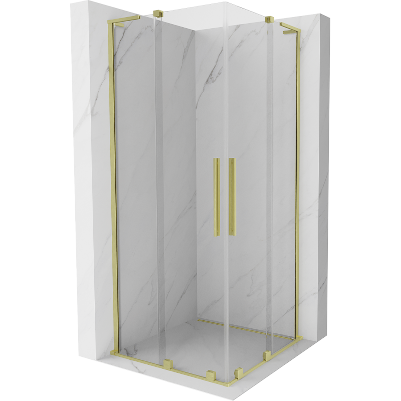 Mexen Velar L Duo Schiebeduschkabine 90 x 90 cm, transparent, gold gebürstet - 871-090-090-02-03-55