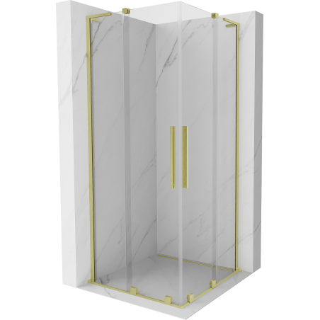 Mexen Velar L Duo Schiebeduschkabine 90 x 90 cm, transparent, gold gebürstet - 871-090-090-02-03-55