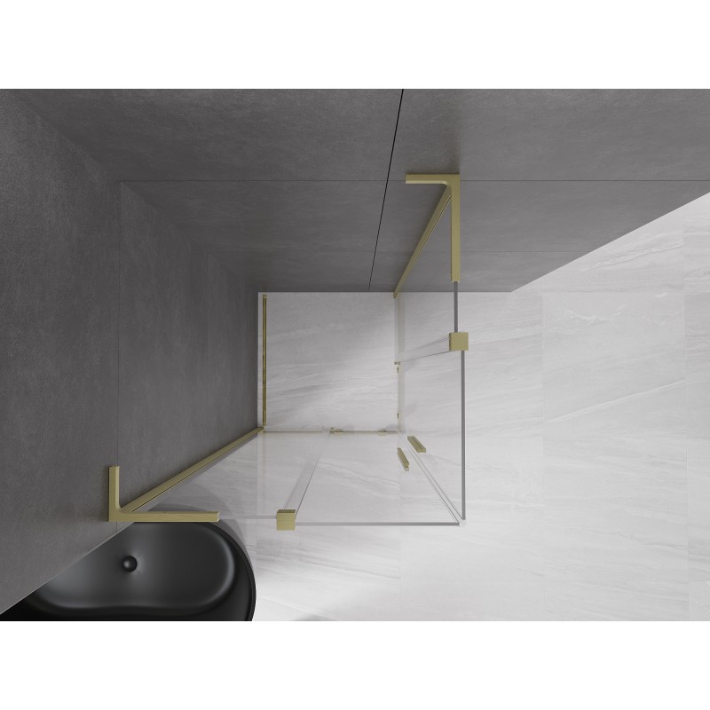Mexen Velar L Duo, Schiebeduschkabine 100 x 100 cm, transparent, gebürstetes Gold - 871-100-100-02-03-55