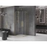 Mexen Velar L Duo, Schiebeduschkabine 100 x 100 cm, transparent, gebürstetes Gold - 871-100-100-02-03-55
