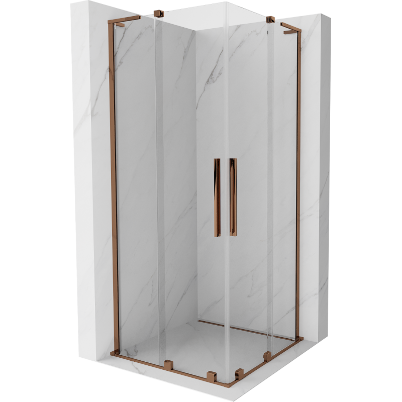 Mexen Velar L Duo Schiebetür-Duschkabine 80 x 80 cm, transparent, Roségold - 871-080-080-02-03-60